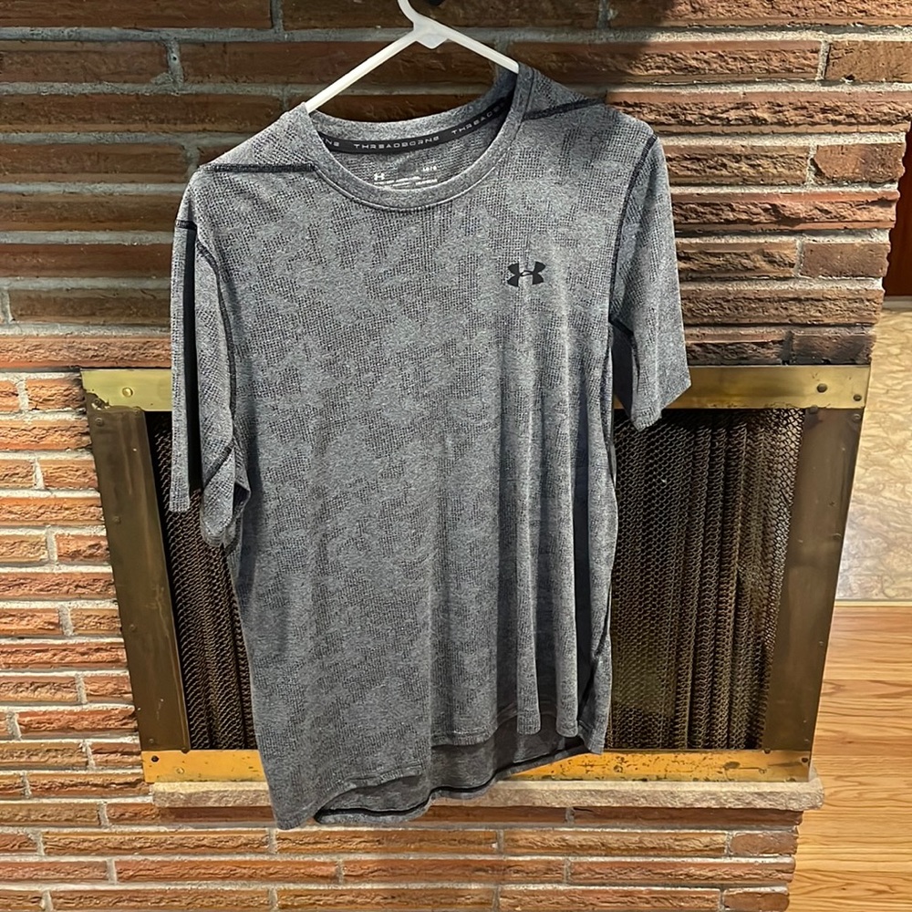 Gray camouflage under armor short sleeve shirt.